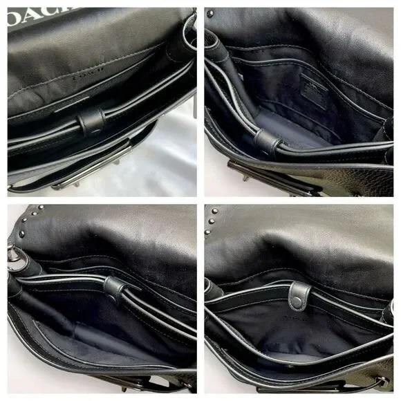 🖤🩶Coach Swagger Saddle / Shoulder Bag Black w/ Rivets & Gunmetal Hardware $400 - Picture 15 of 17